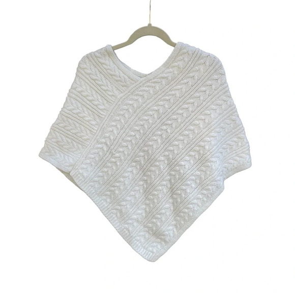 LOFT CABLE KNIT SWEATER PONCHO - Picture 1 of 3
